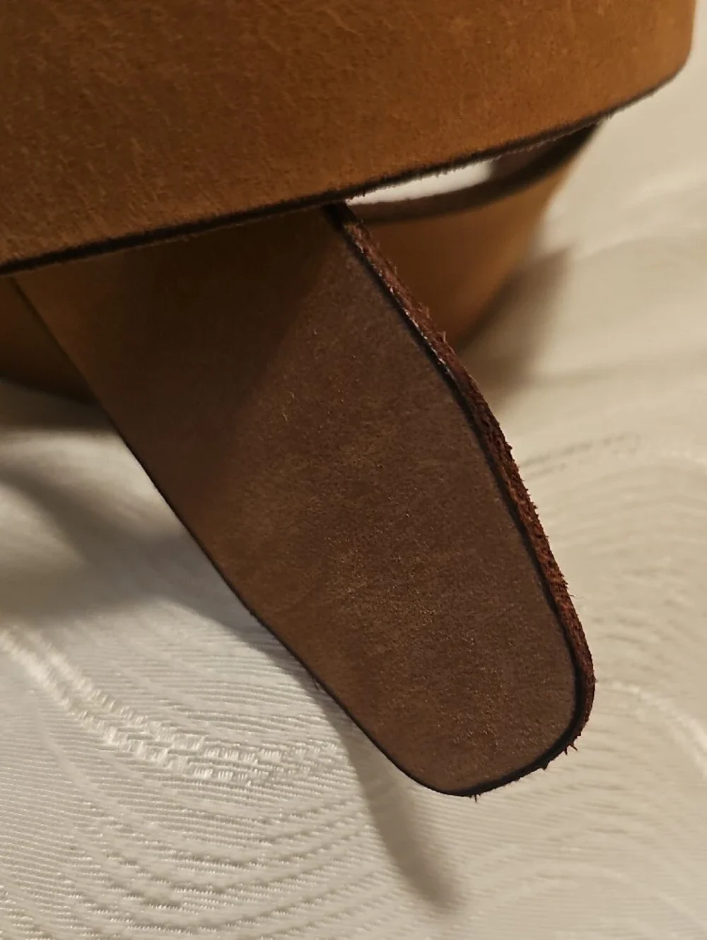 Timberland Brown Leather Belt with Brushed Metal Buckle